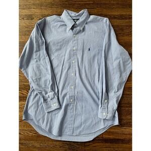 Ralph Lauren Dress Shirt Mens Size XL Classic Fit Blue Stripe